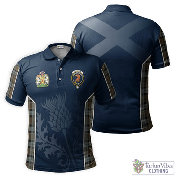 Graham of Menteith Weathered Tartan Men's Polo Shirt with Family Crest and Scottish Thistle Vibes Sport Style