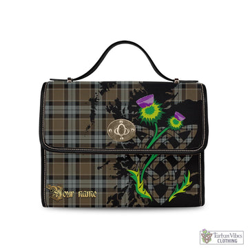 Graham of Menteith Weathered Tartan Waterproof Canvas Bag with Scotland Map and Thistle Celtic Accents