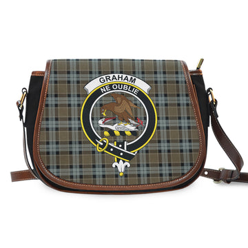 Graham of Menteith Weathered Tartan Saddle Bag with Family Crest