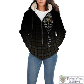 Graham of Menteith Weathered Tartan Sherpa Hoodie Featuring Alba Gu Brath Family Crest Celtic Inspired