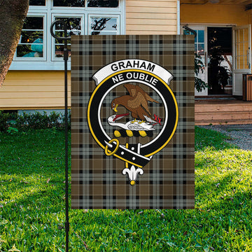 Graham of Menteith Weathered Tartan Flag with Family Crest