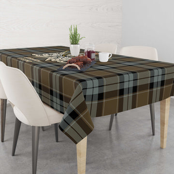 Graham of Menteith Weathered Tartan Tablecloth with Clan Crest and the Golden Sword of Courageous Legacy
