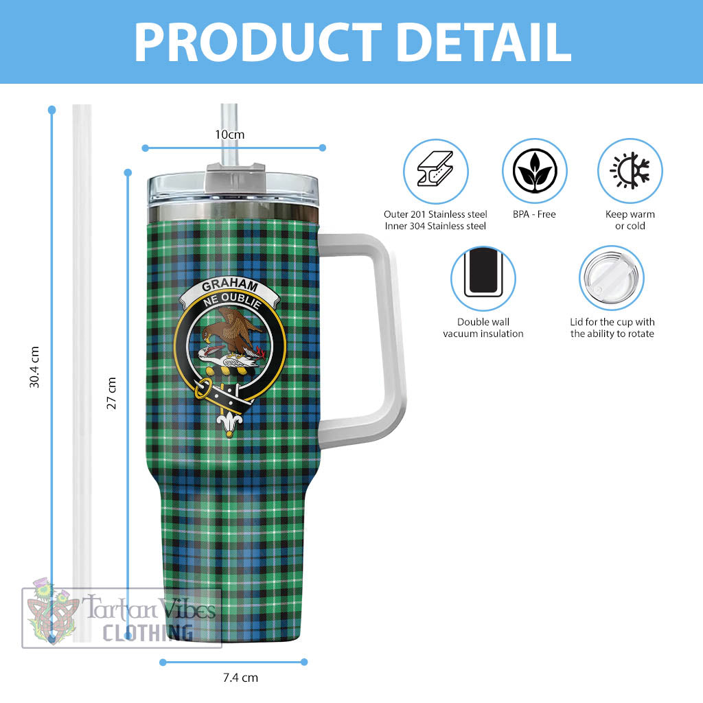 Tartan Vibes Clothing Graham of Montrose Ancient Tartan and Family Crest Tumbler with Handle