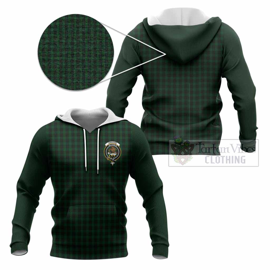Graham Tartan Accent Knitted Hoodie with Family Crest