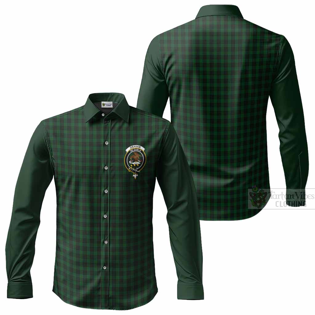 Graham Tartan Accent Long Sleeve Button Shirts with Family Crest