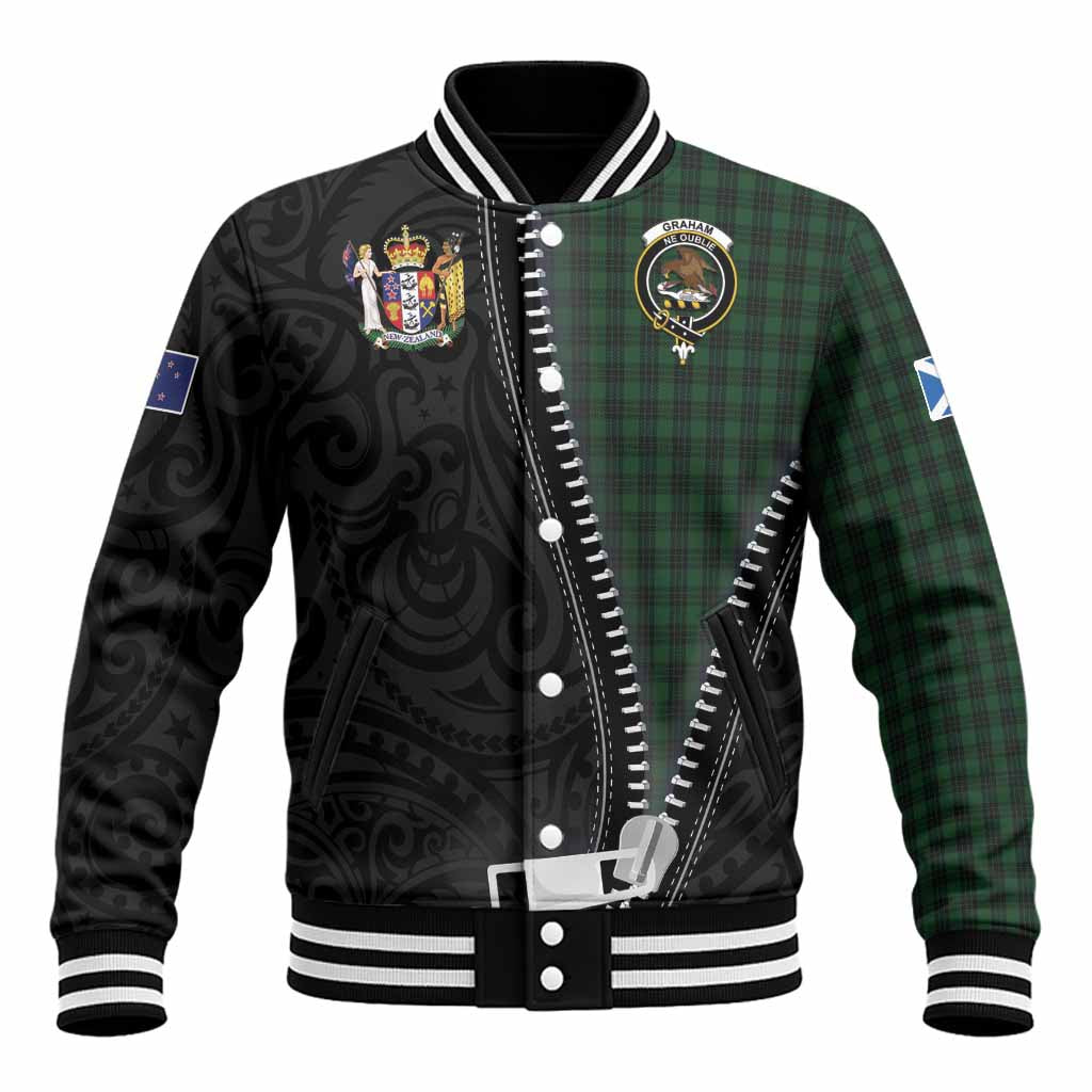 Graham Tartan Baseball Jacket New Zealand Pattern Unique Zipper Stylized