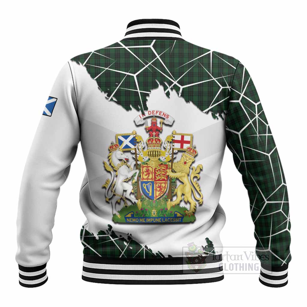 Graham Tartan Baseball Jacket with Family Crest and Lion Rampant Grunge Style