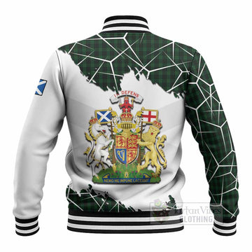 Graham Tartan Baseball Jacket with Family Crest and Lion Rampant Grunge Style