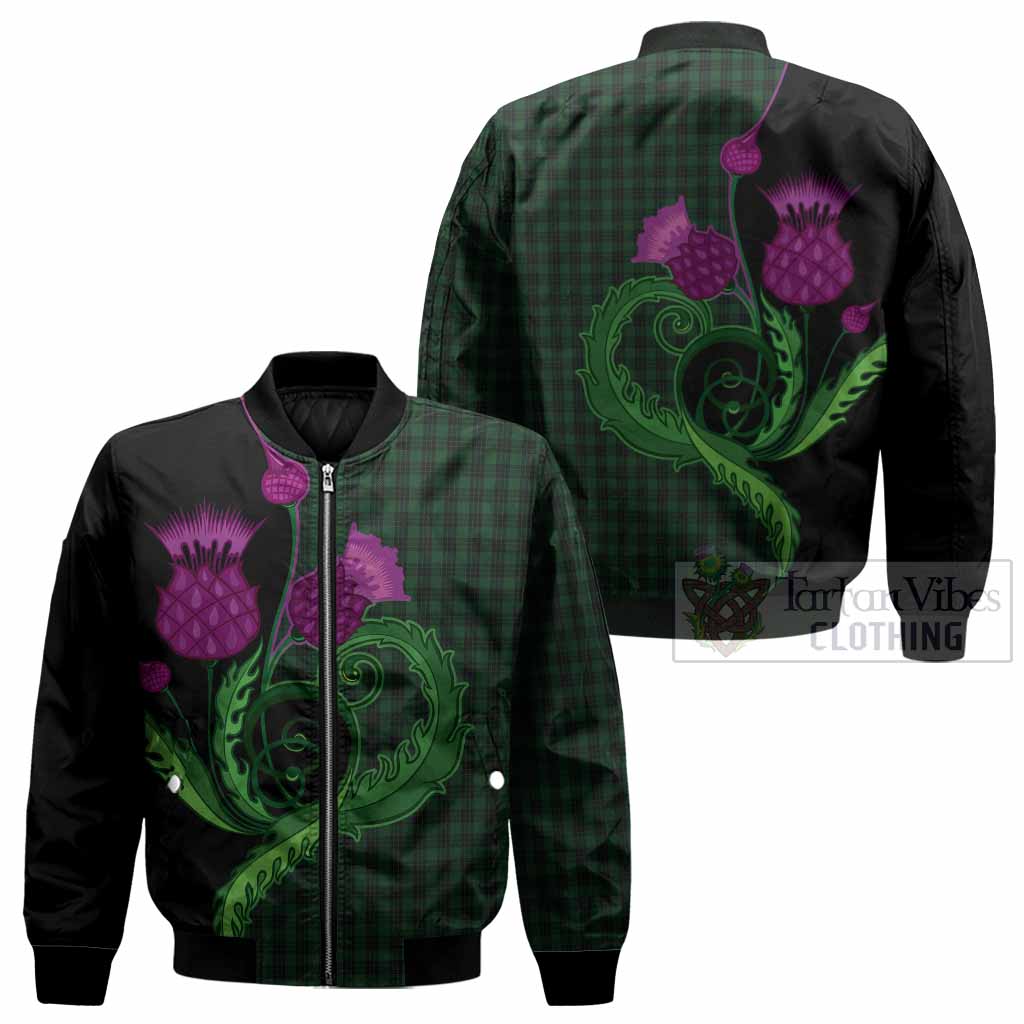 Graham Tartan Bomber Jacket Traditional Scottish Thistle
