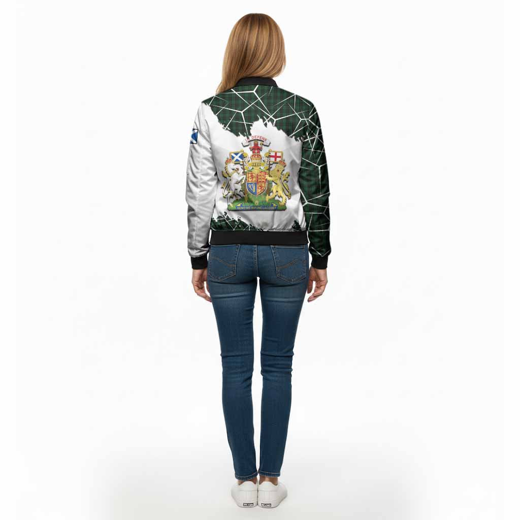 Graham Tartan Bomber Jacket with Family Crest and Lion Rampant Grunge Style