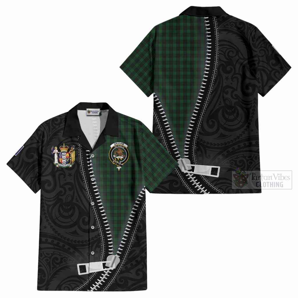 Graham Tartan Cotton Hawaiian Shirt New Zealand Pattern Unique Zipper Stylized