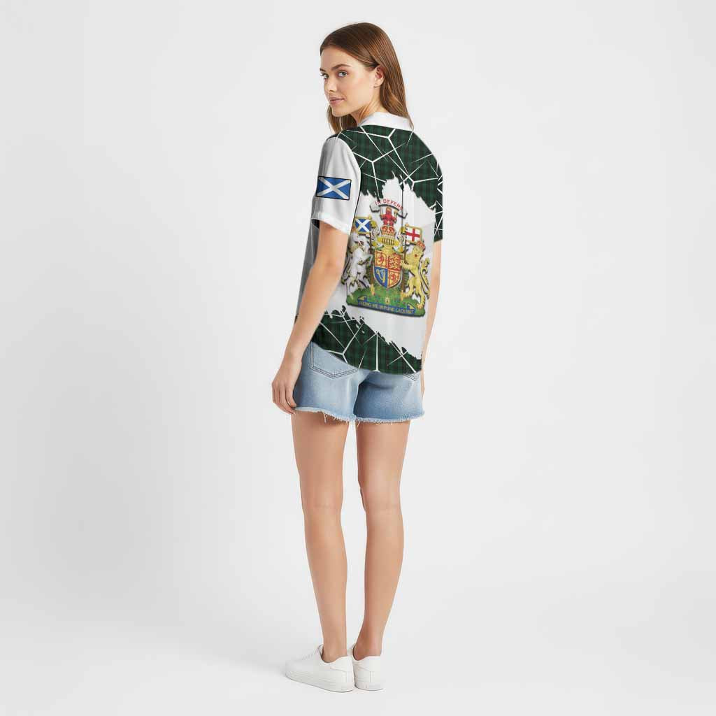 Graham Tartan Cotton Hawaiian Shirt with Family Crest and Lion Rampant Grunge Style