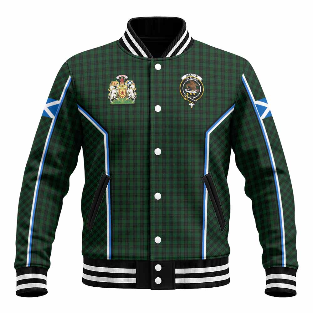 Graham Tartan Crest Baseball Jacket Scotland Coat of Arm Flag Style - Tartan Vibes Clothing