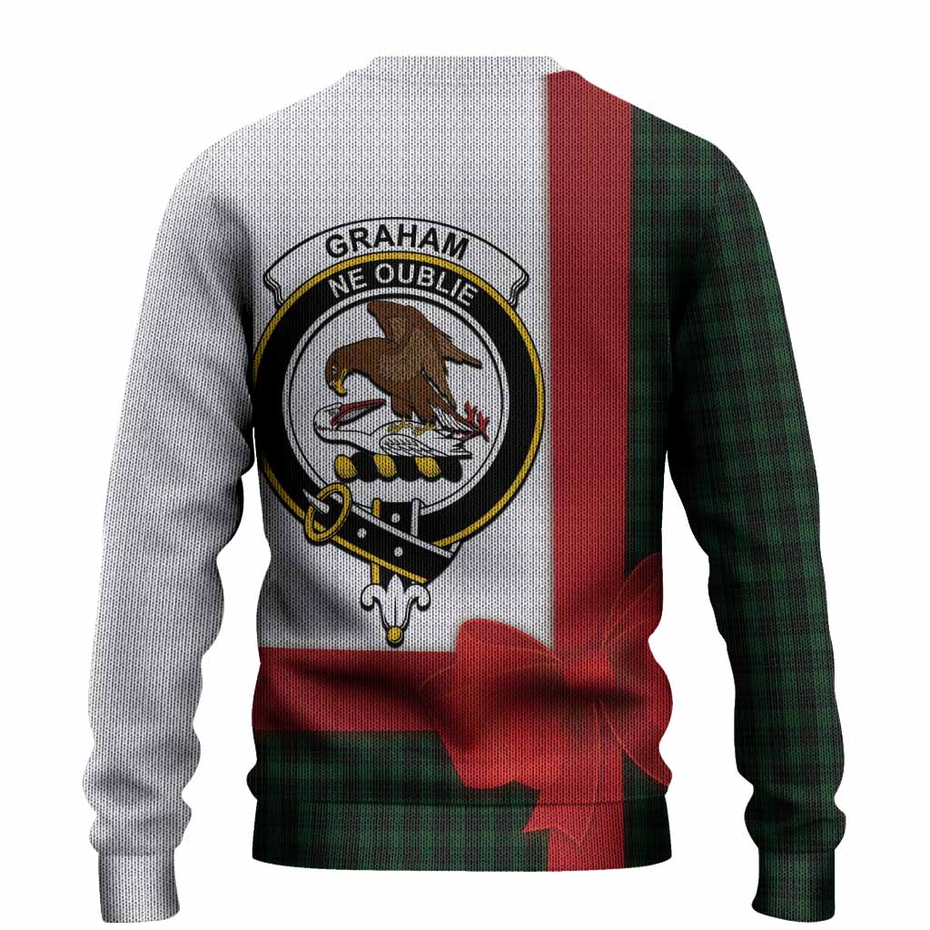 Graham Tartan Crest Christmas Christmas Ugly Sweater Highland Cow Bagpipes Coquette Bow Style