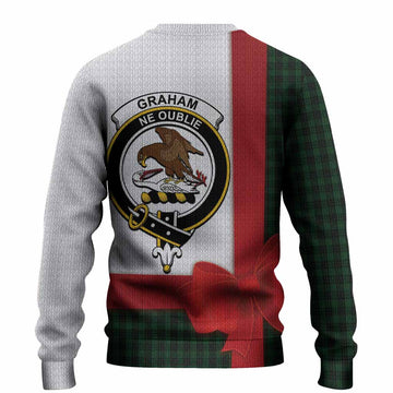 Graham Tartan Crest Christmas Christmas Ugly Sweater Highland Cow Bagpipes Coquette Bow Style