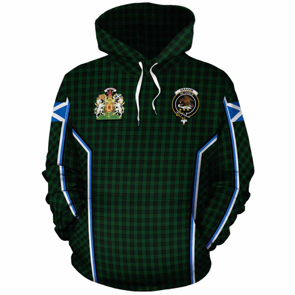 Graham Tartan Crest Cotton Hoodie Scotland Coat of Arm Flag Style - Tartan Vibes Clothing