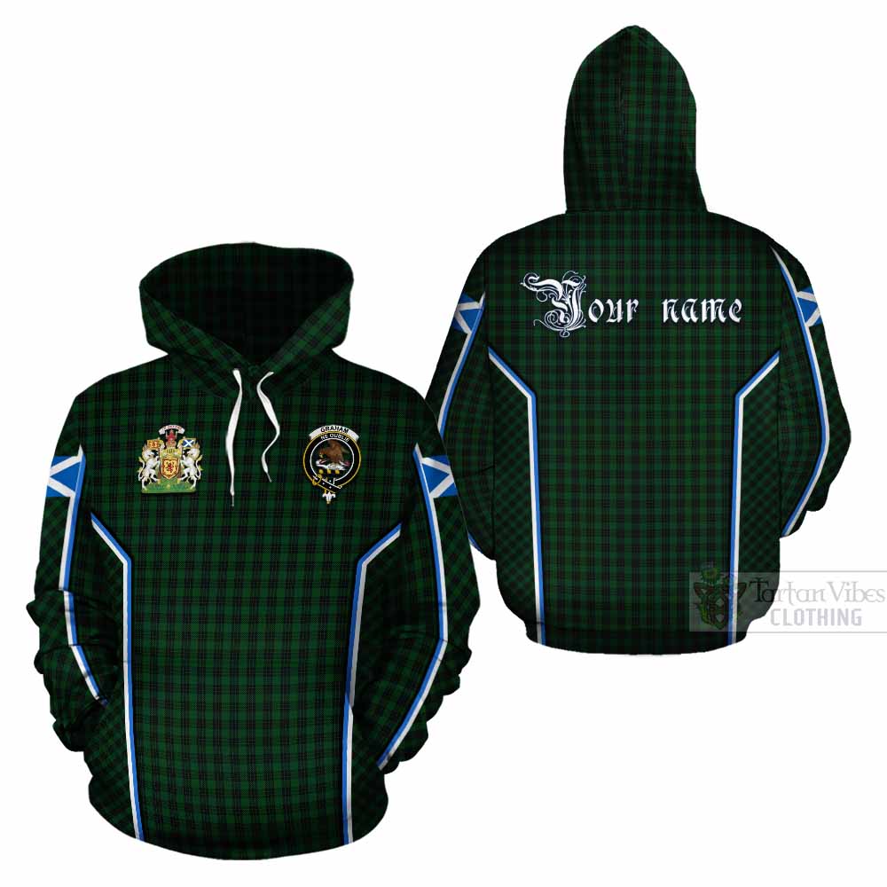 Graham Tartan Crest Cotton Hoodie Scotland Coat of Arm Flag Style - Tartan Vibes Clothing