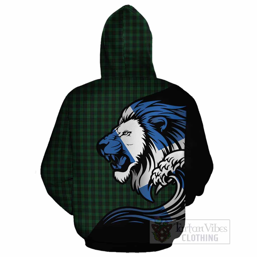 Graham Tartan Crest Cotton Hoodie Scottish Golden Lions Wave Flow
