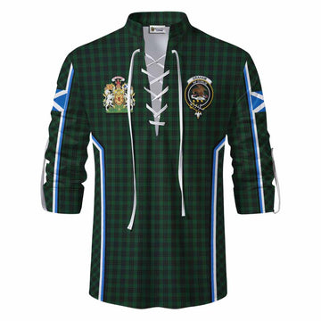Graham Tartan Crest Ghillie Kilt Shirt Scotland Coat of Arm Flag Style - Tartan Vibes Clothing