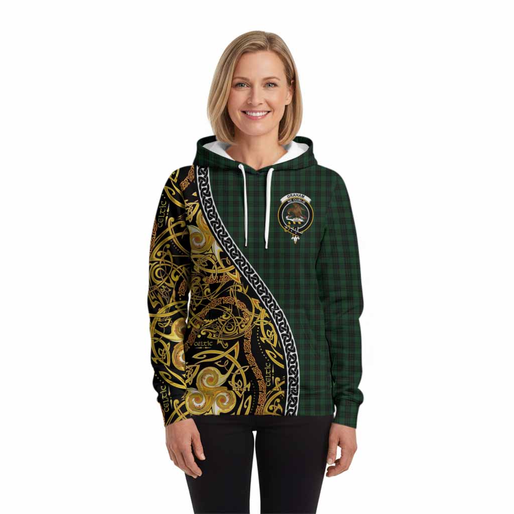 Graham Tartan Crest Hoodie Celtic Knot and Triple Trickle Spiral Symbols