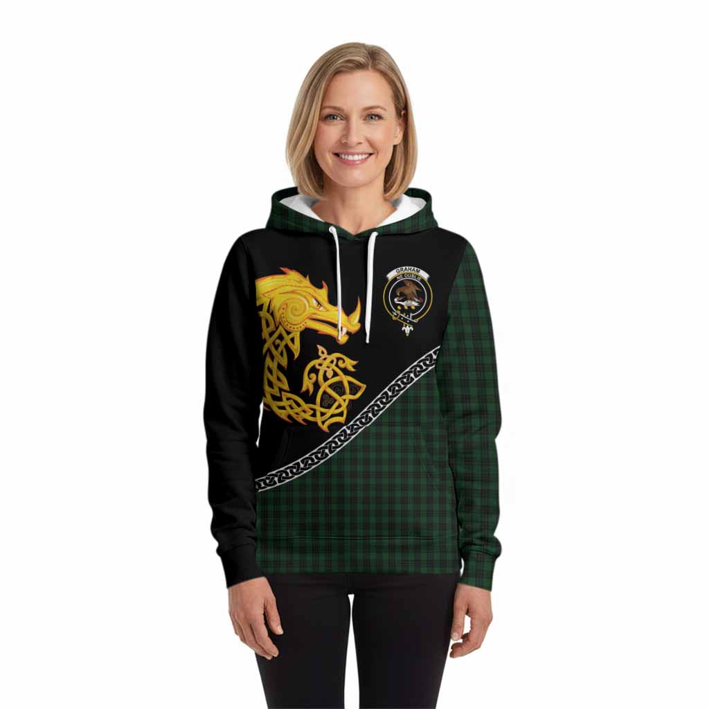 Graham Tartan Crest Hoodie Legendary Dragon Knot Half Style