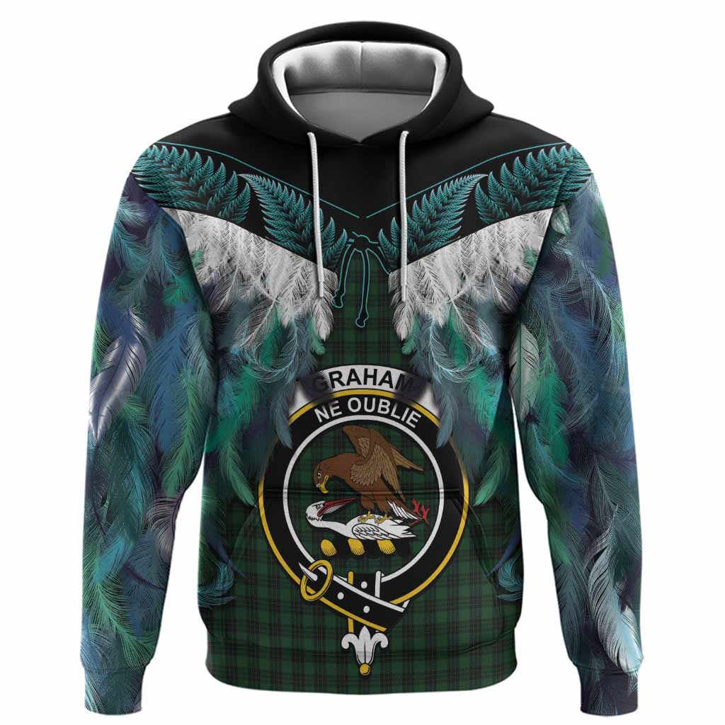 Graham Tartan Crest Hoodie New Zealand Maori Korowai Cloak