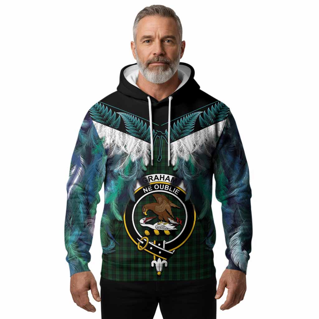 Graham Tartan Crest Hoodie New Zealand Maori Korowai Cloak