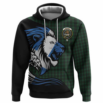 Graham Tartan Crest Hoodie Scottish Golden Lions Wave Flow