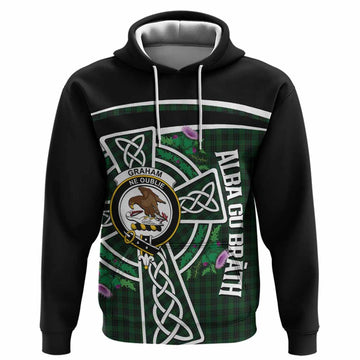 Graham Tartan Crest Hoodie Scottish Thistle Celtic Cross Alba Gu Brath