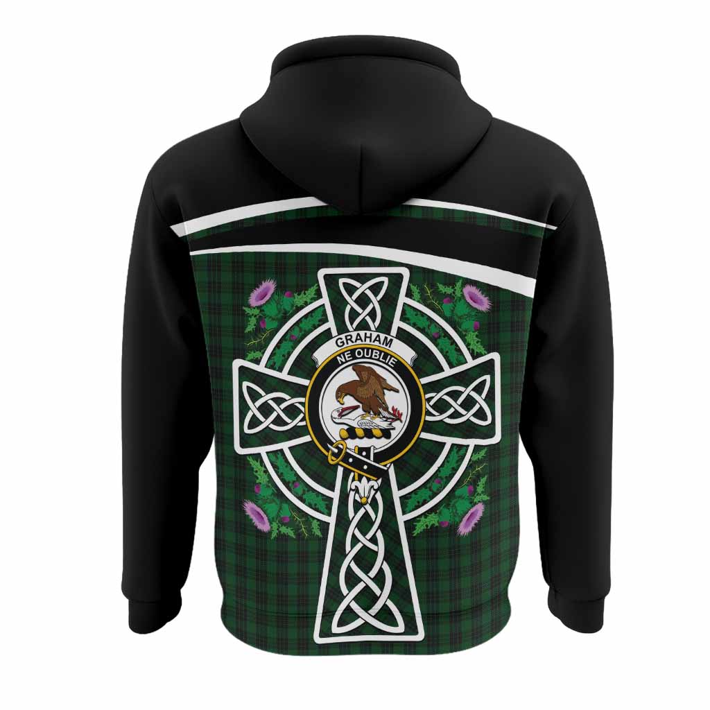 Graham Tartan Crest Hoodie Scottish Thistle Celtic Cross Alba Gu Brath