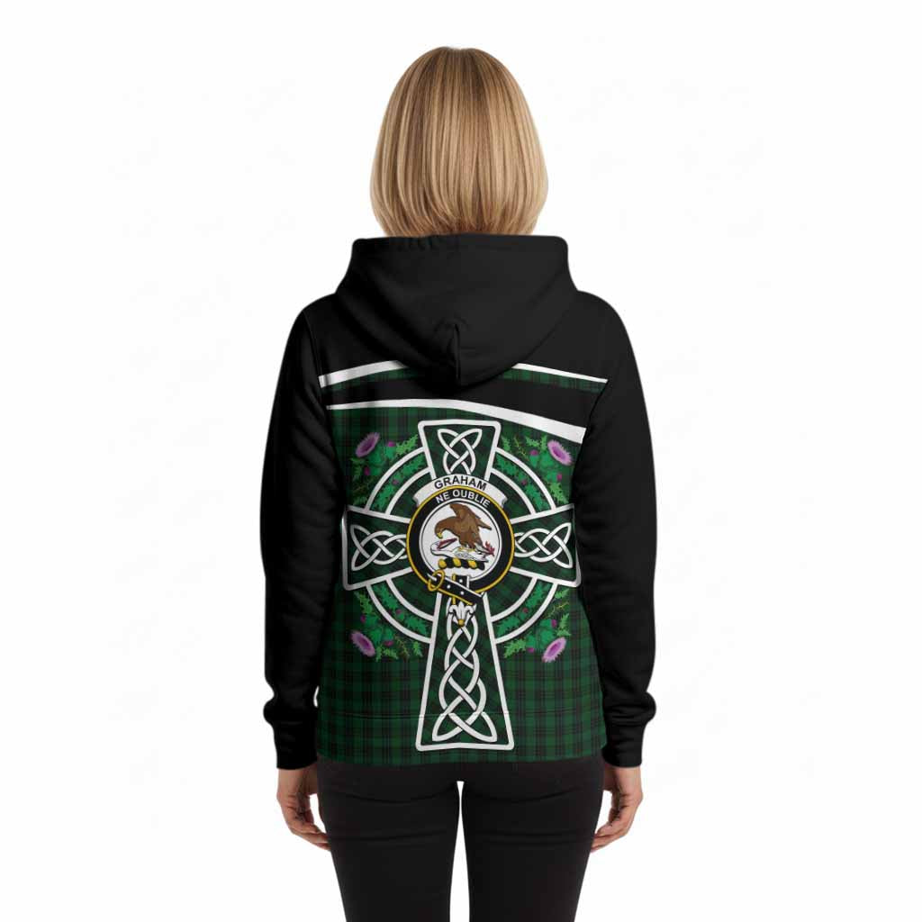 Graham Tartan Crest Hoodie Scottish Thistle Celtic Cross Alba Gu Brath