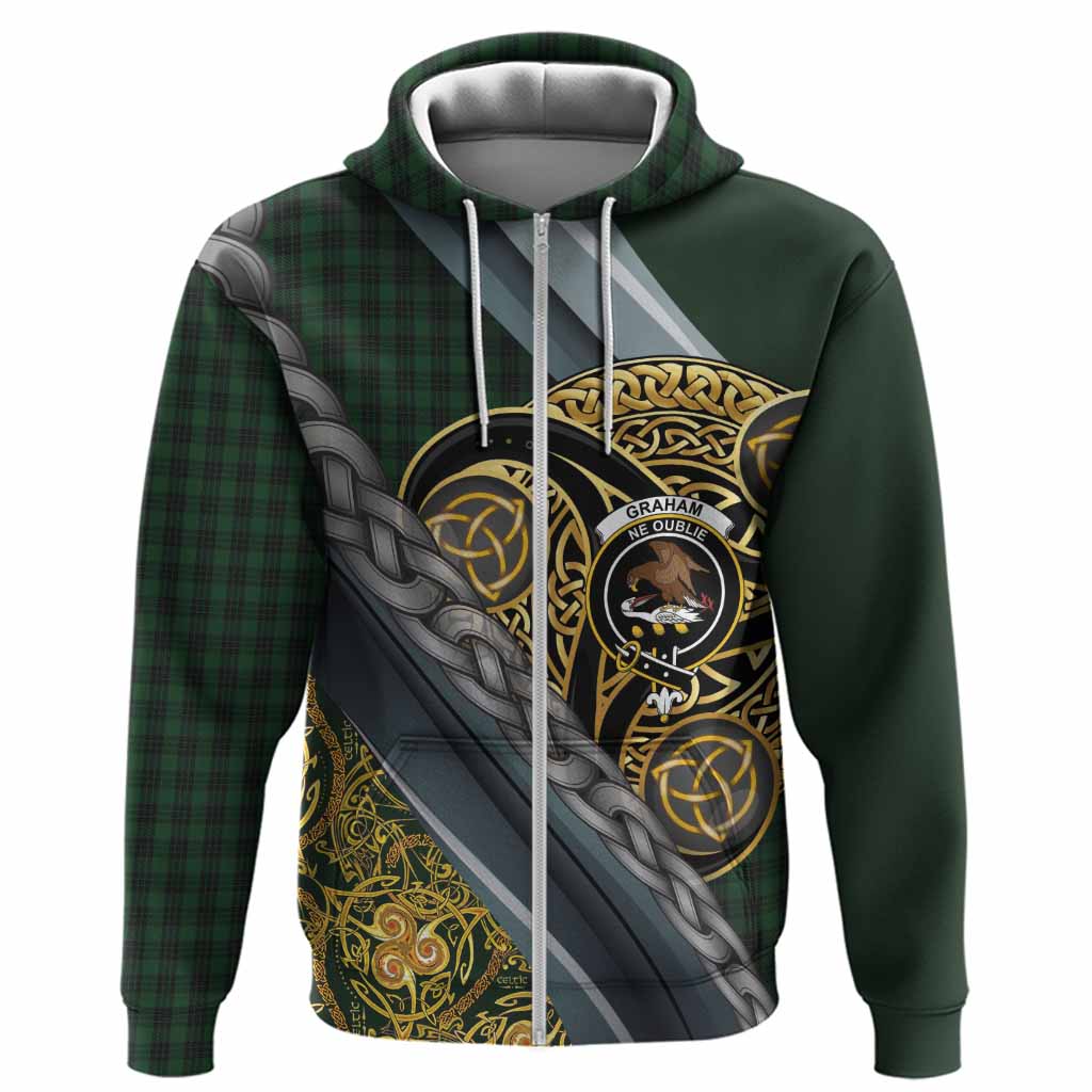 Graham Tartan Crest Hoodie Scottish Triskele Celtic