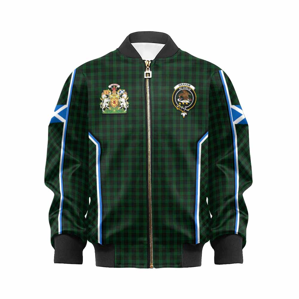 Graham Tartan Crest Kid Bomber Jacket Scotland Coat of Arm Flag Style - Tartan Vibes Clothing