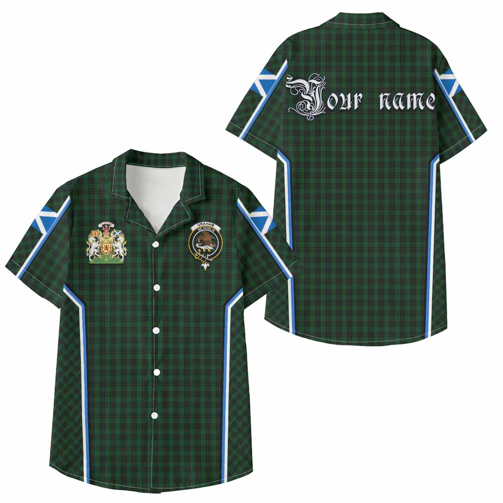 Graham Tartan Crest Kid Hawaiian Shirt Scotland Coat of Arm Flag Style - Tartan Vibes Clothing