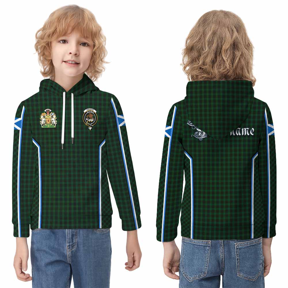 Graham Tartan Crest Kid Hoodie Scotland Coat of Arm Flag Style - Tartan Vibes Clothing