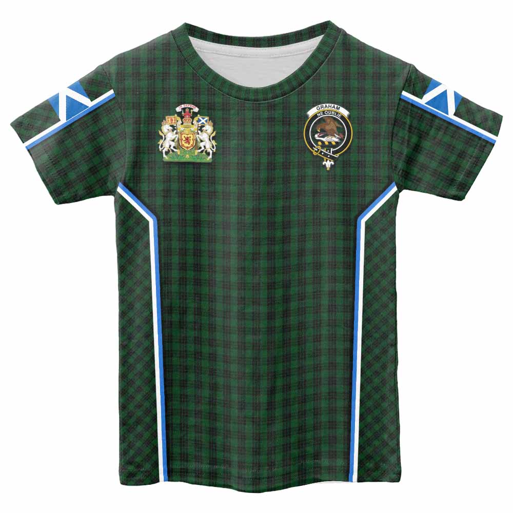 Graham Tartan Crest Kid T-shirt Scotland Coat of Arm Flag Style - Tartan Vibes Clothing