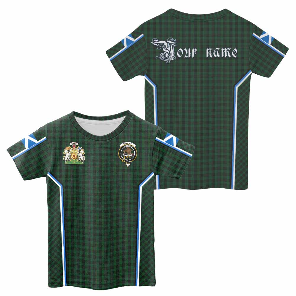 Graham Tartan Crest Kid T-shirt Scotland Coat of Arm Flag Style - Tartan Vibes Clothing
