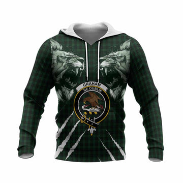 Graham Tartan Crest Knitted Hoodie Ferocious Lion Style
