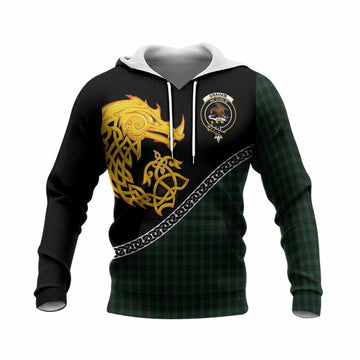 Graham Tartan Crest Knitted Hoodie Legendary Dragon Knot Half Style