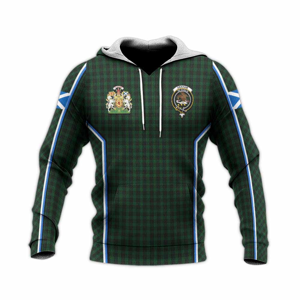 Graham Tartan Crest Knitted Hoodie Scotland Coat of Arm Flag Style - Tartan Vibes Clothing