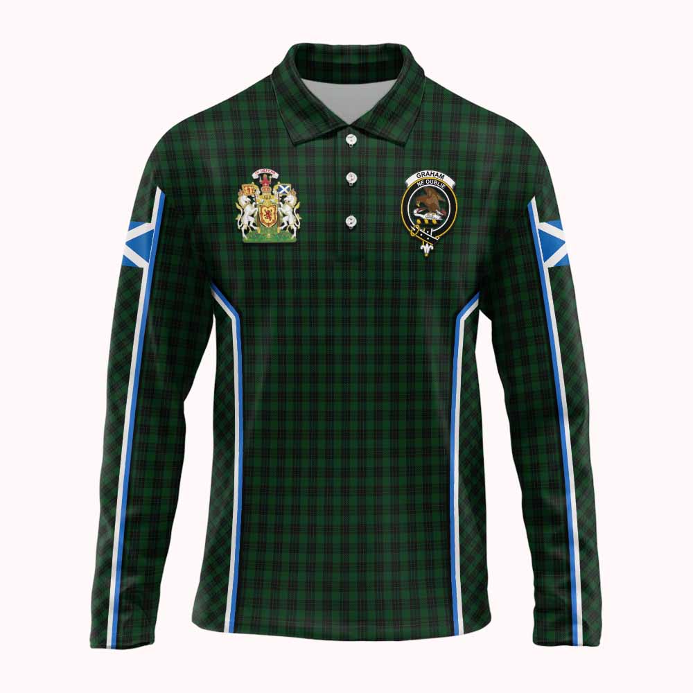 Graham Tartan Crest Long Sleeve Polo Shirt Scotland Coat of Arm Flag Style - Tartan Vibes Clothing