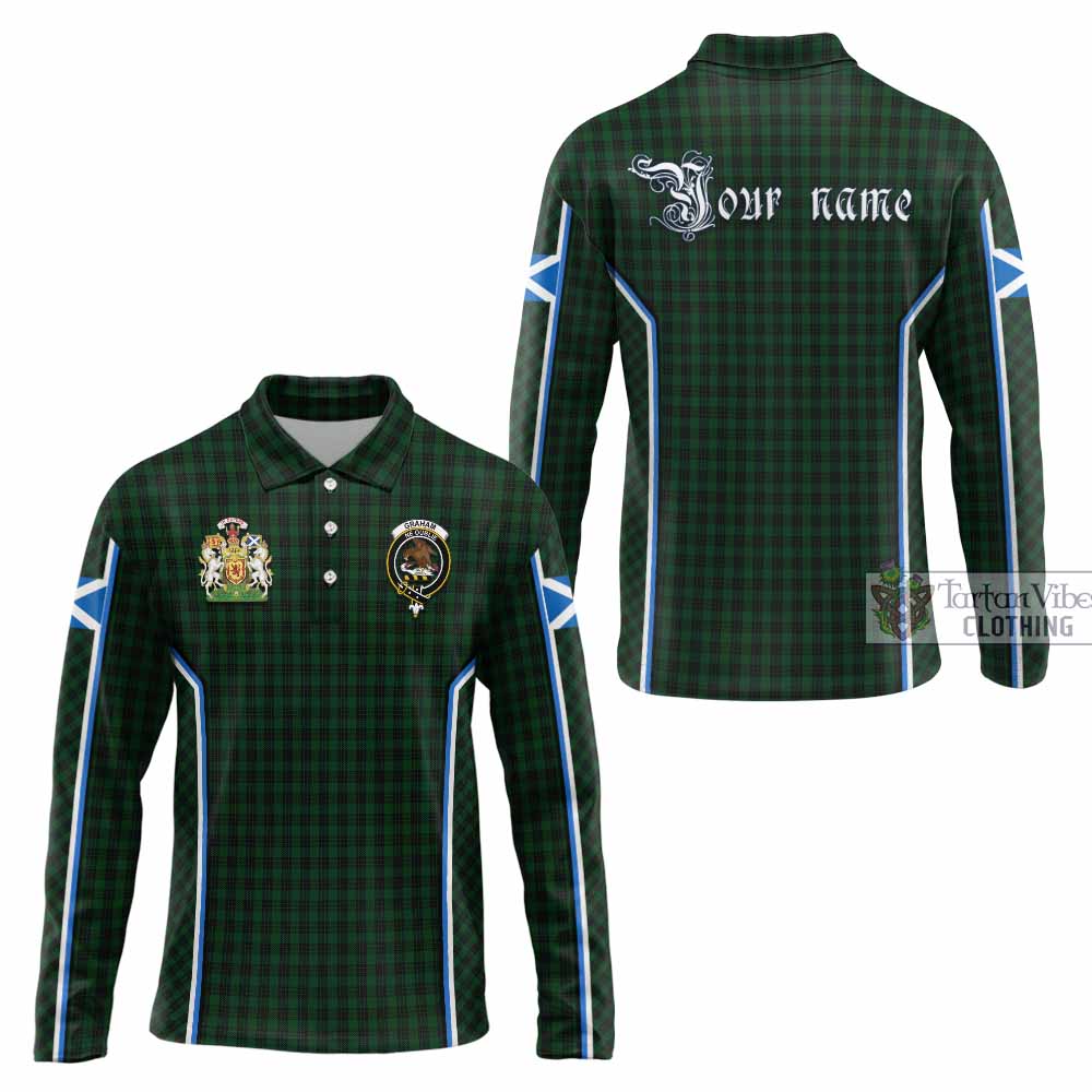 Graham Tartan Crest Long Sleeve Polo Shirt Scotland Coat of Arm Flag Style - Tartan Vibes Clothing
