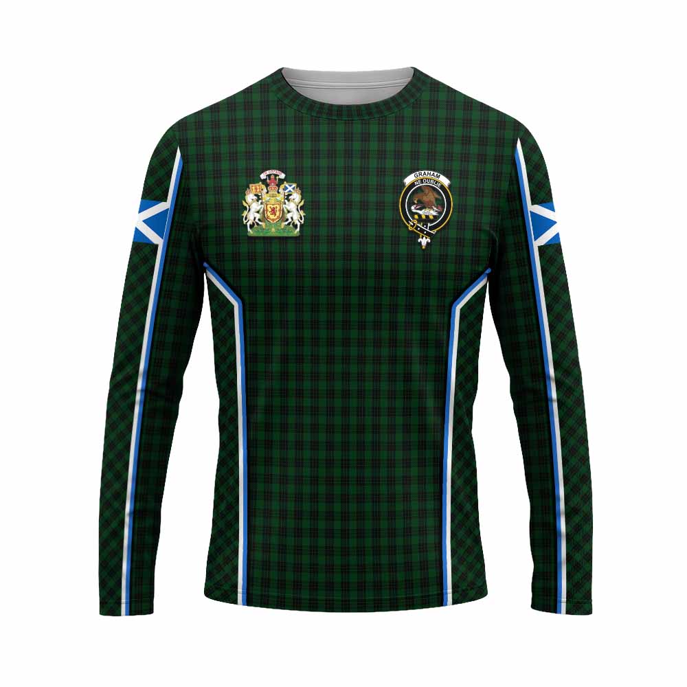 Graham Tartan Crest Long Sleeve T-Shirt Scotland Coat of Arm Flag Style - Tartan Vibes Clothing
