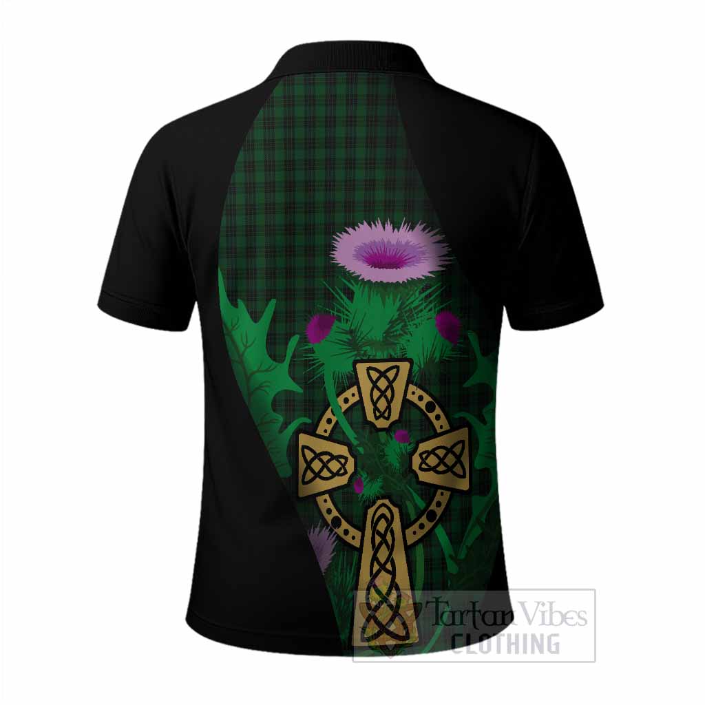 Graham Tartan Crest Polo Shirt Celtic Cross Thistle Flowers