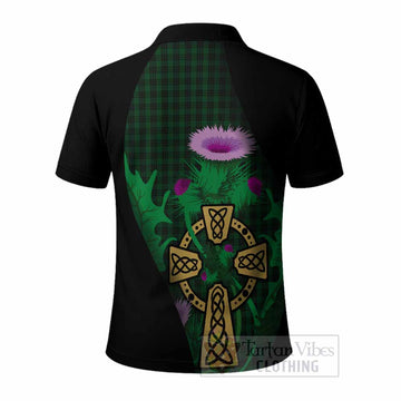 Graham Tartan Crest Polo Shirt Celtic Cross Thistle Flowers