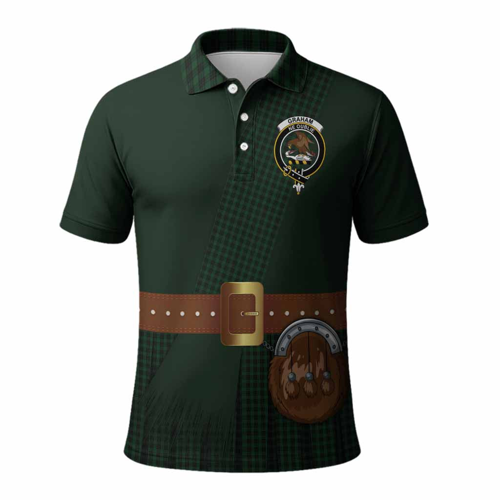 Graham Tartan Crest Polo Shirt Kilt Costume Style