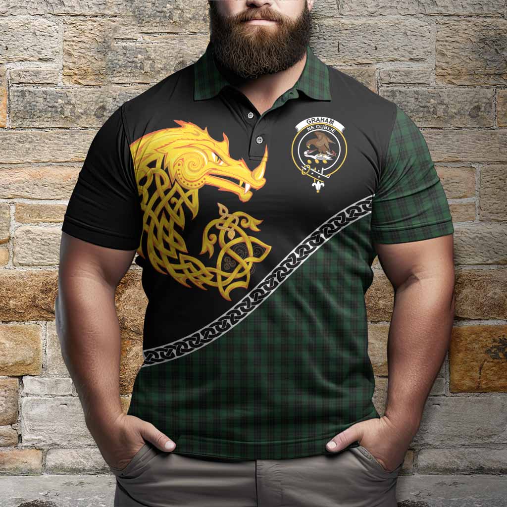 Graham Tartan Crest Polo Shirt Legendary Dragon Knot Half Style