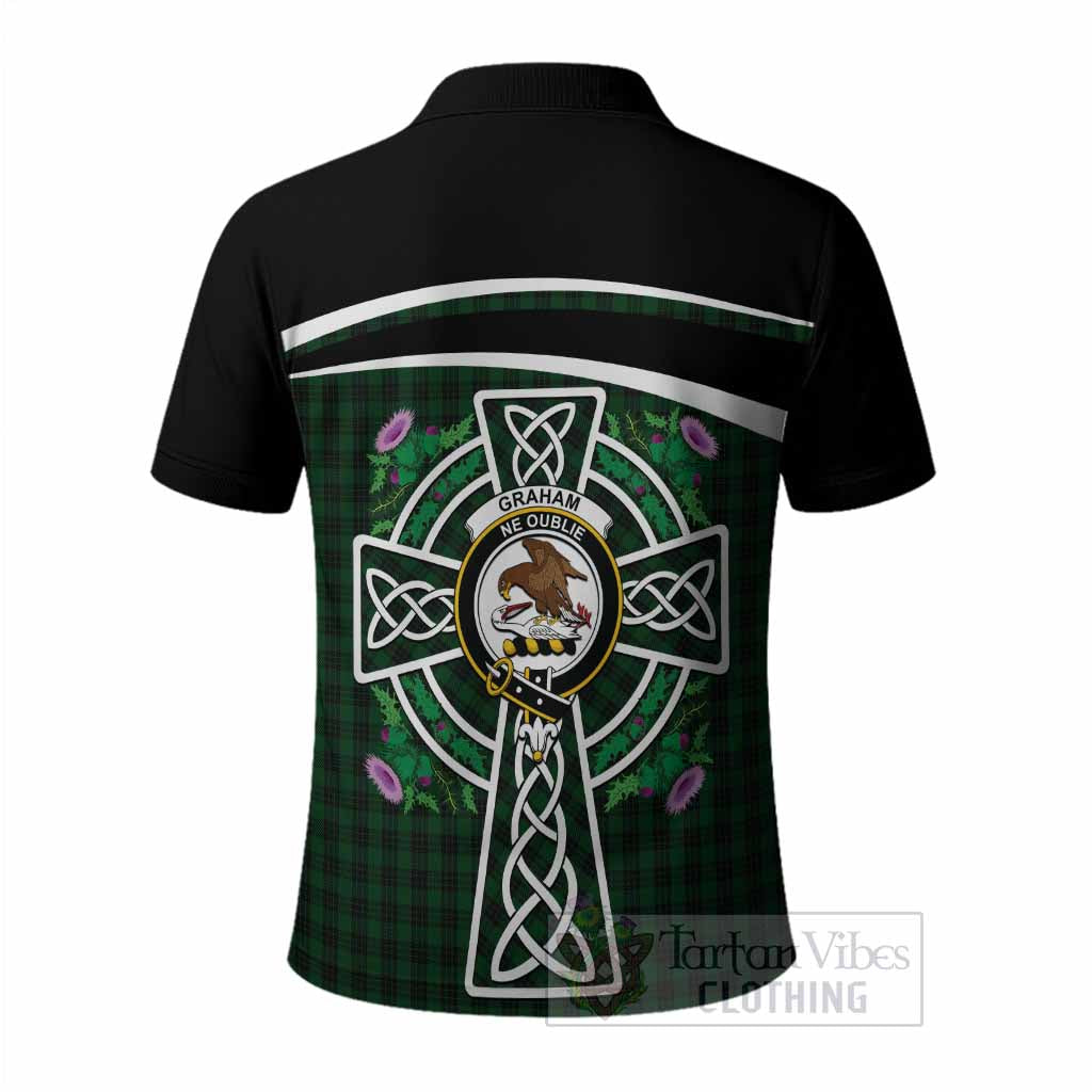 Graham Tartan Crest Polo Shirt Scottish Thistle Celtic Cross Alba Gu Brath