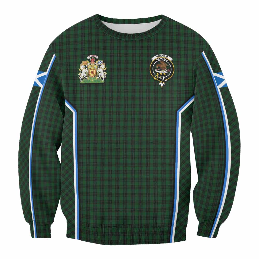 Graham Tartan Crest Sweatshirt Scotland Coat of Arm Flag Style - Tartan Vibes Clothing