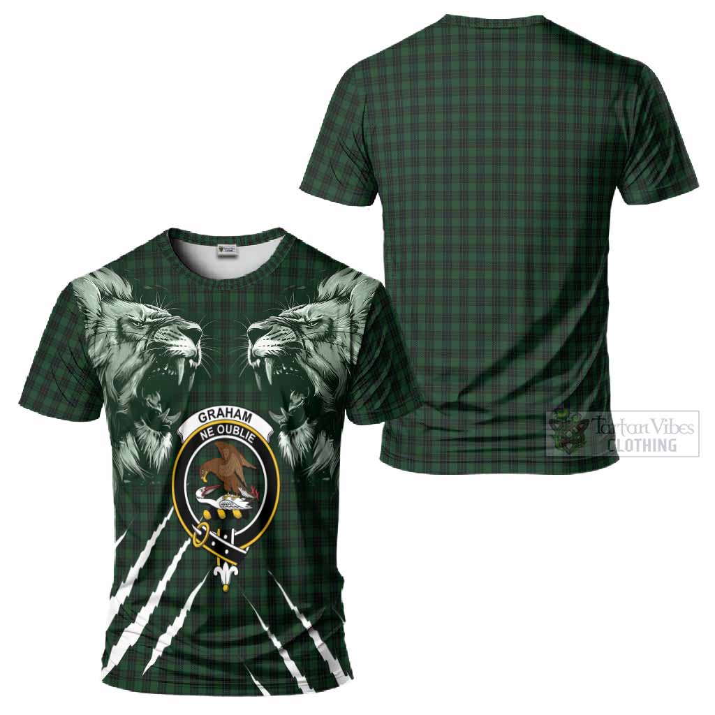 Graham Tartan Crest T-Shirt Ferocious Lion Style